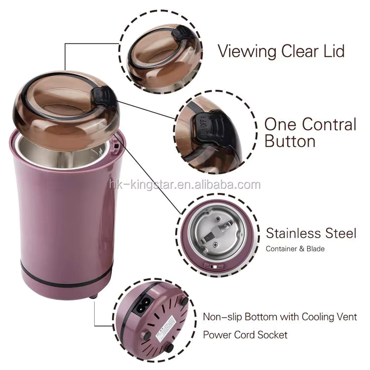 Portable Mini Electric Stainless Steel Coffee Powder Grinder Machine Grinder