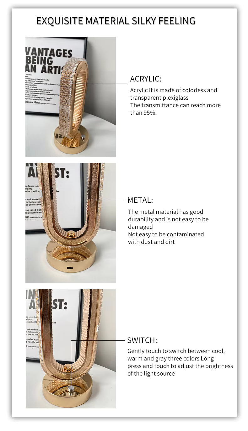 Luxury Crystal Oval LED Lamp