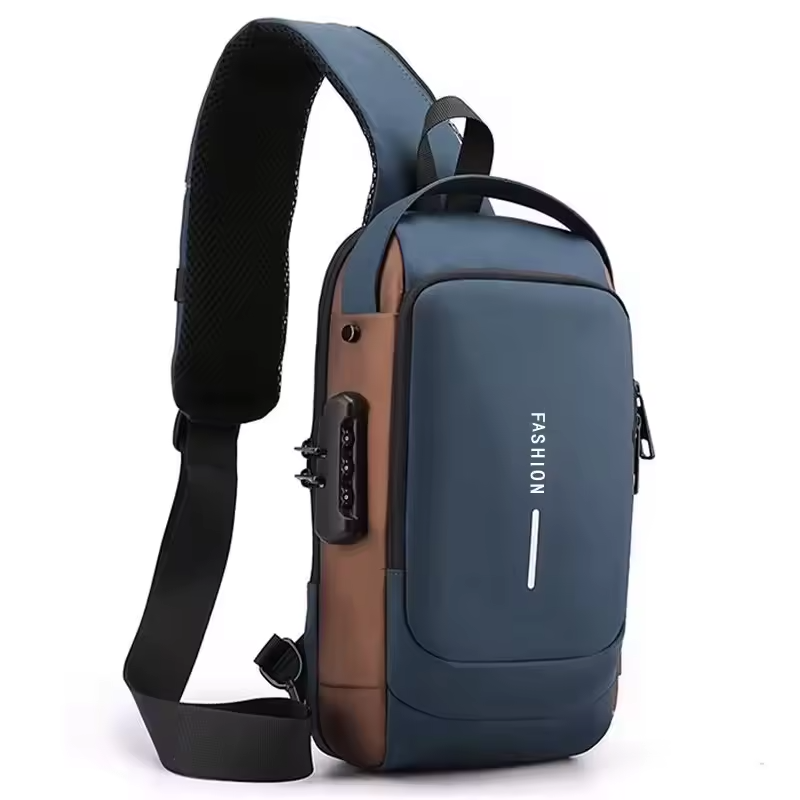 Crossbody Chest Bag with USB Charging & Coded Lock – Anti-Theft Shoulder Sling Bag
