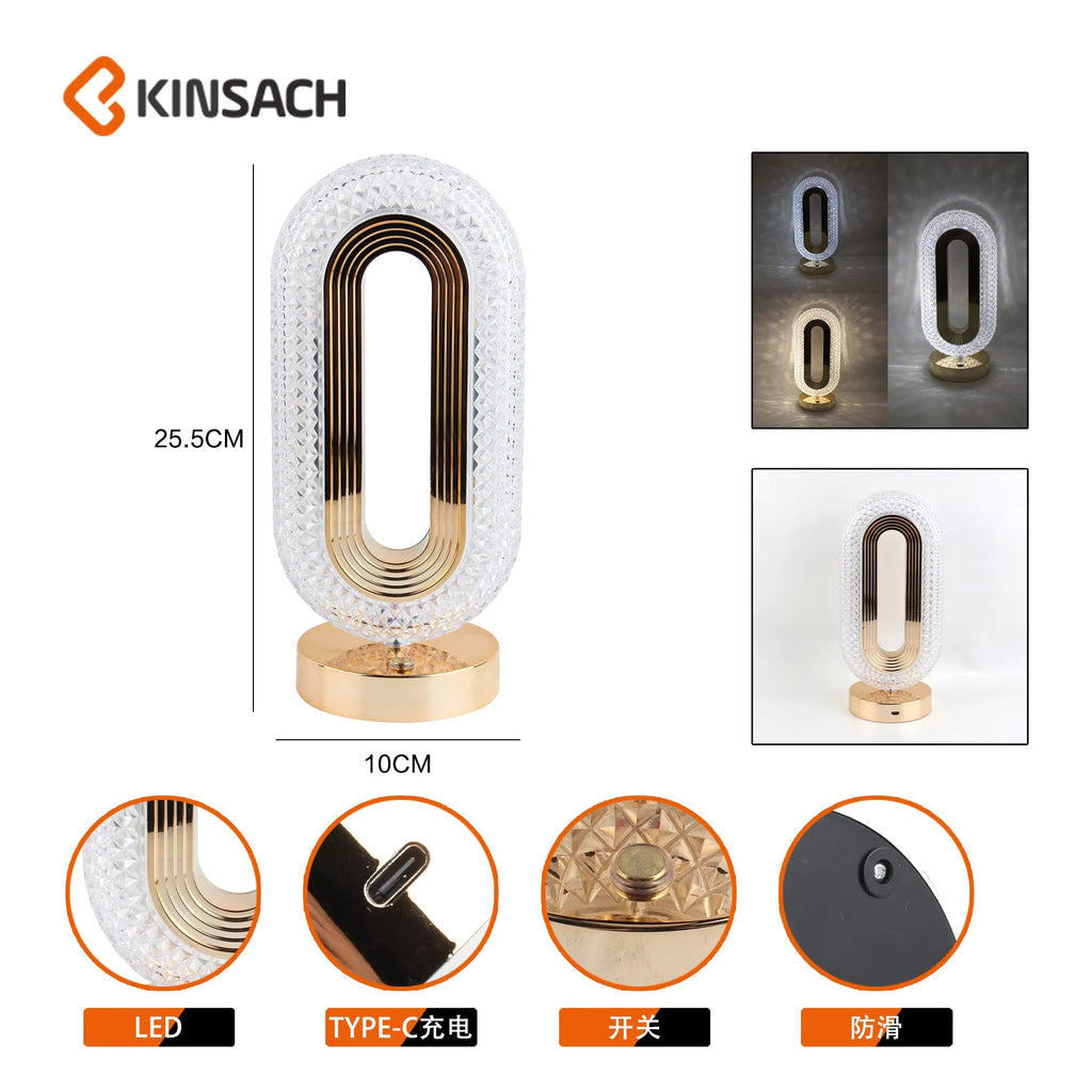 Luxury Crystal Oval LED Lamp