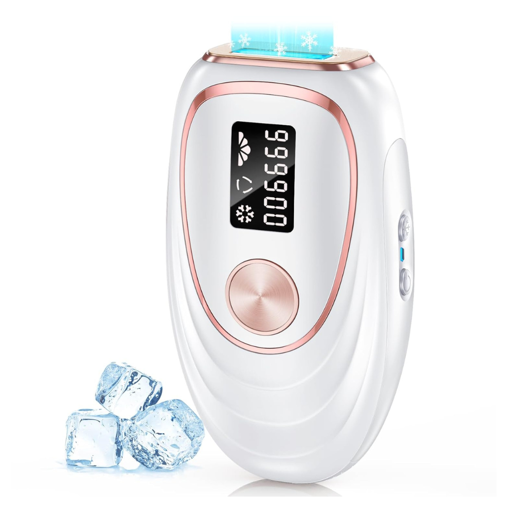 IPL Laser Hair Removal Device for Women & Men - Home 45°F Ice-Cooling Contact for Painless Results