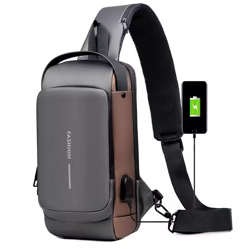 Crossbody Chest Bag with USB Charging & Coded Lock – Anti-Theft Shoulder Sling Bag