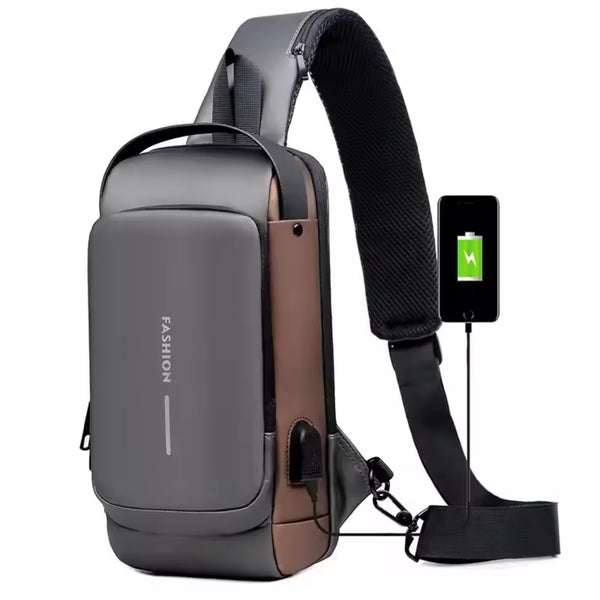 Crossbody Chest Bag with USB Charging & Coded Lock – Anti-Theft Shoulder Sling Bag